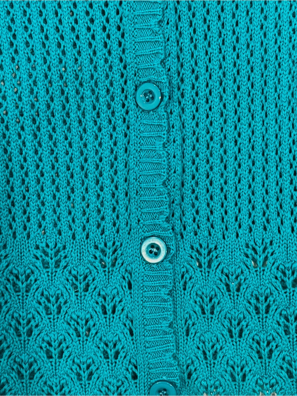 Norm Thompson Crochet Cardigan Sweater 100% Cotton Coastal Grandma Green Size XL - Picture 5 of 12